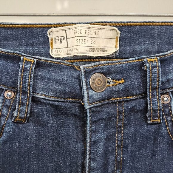 Free People Low Rise Distressed Ripped Skinny Blue Denim Busted Jeans Size 26 - Picture 4 of 12